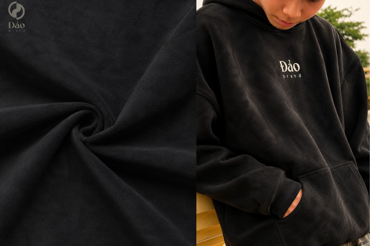 Áo khoác từ da lộn giả của Đảo Brand