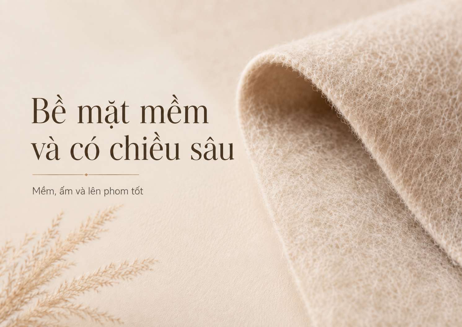 Bề mặt vải dạ lông mềm và có chiều sâu