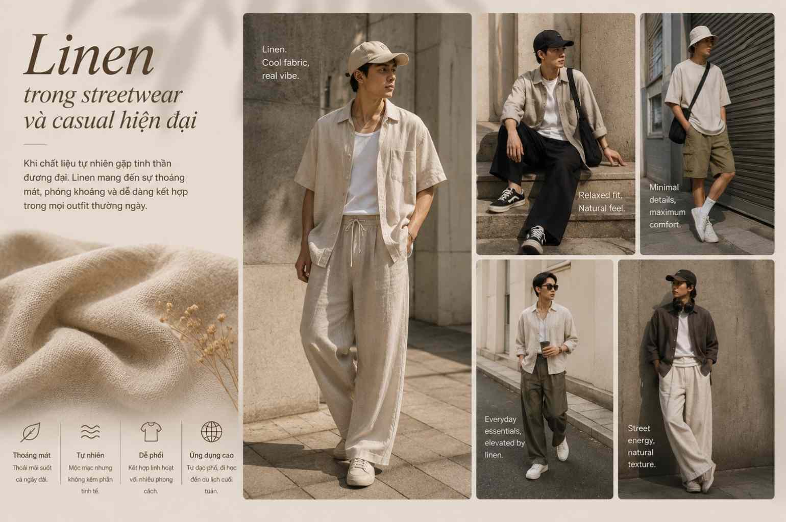 Linen trong streetwear và casual hiện đại